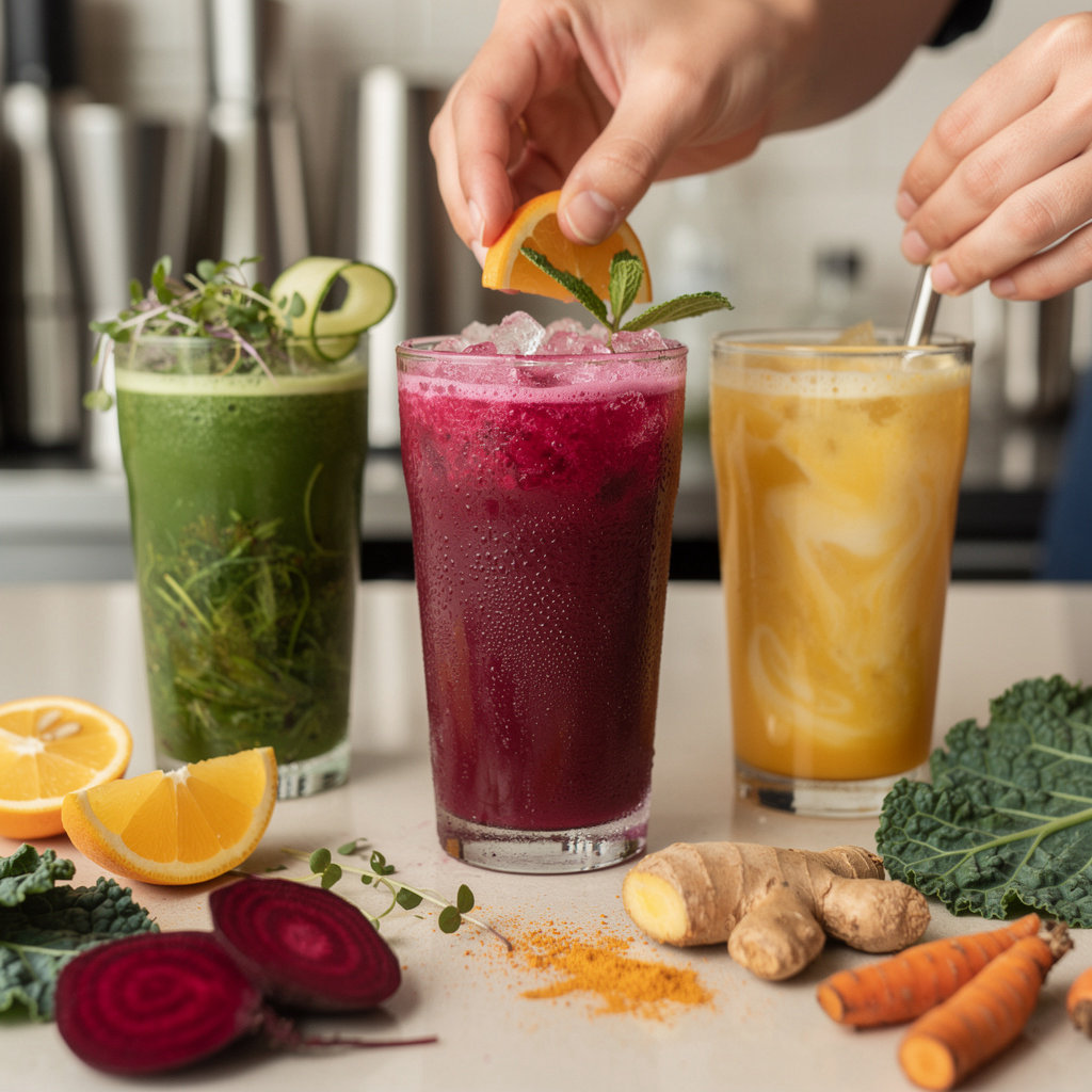 Scorpion Juice Bar signature drinks - Stinger, Venom, and Molten beverages